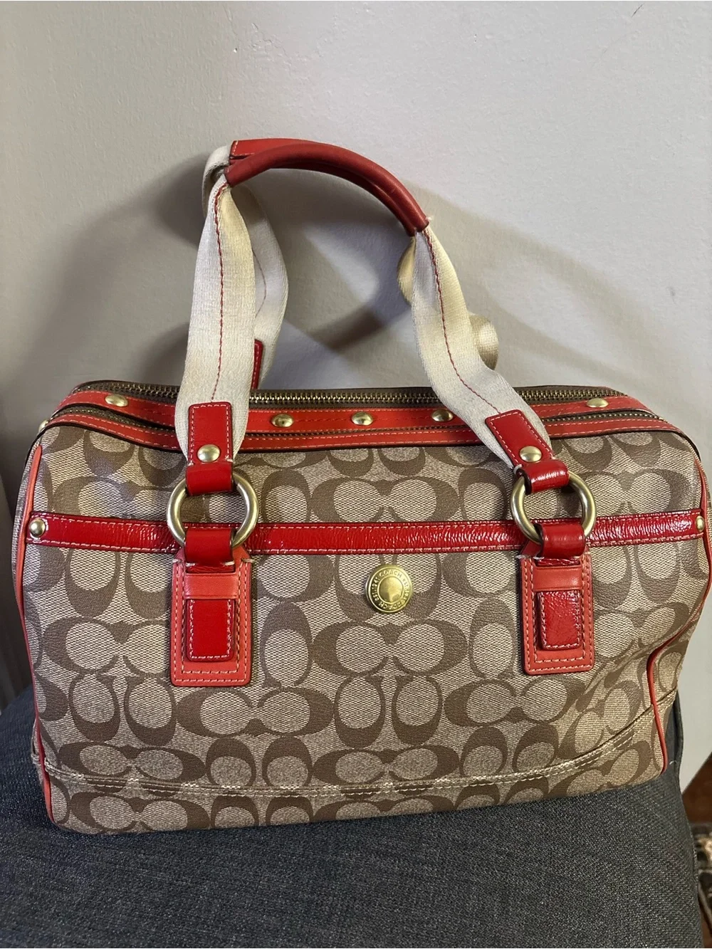 Coach Heritage Stripe XL Zip Satchel K0769-11564 - Picture 10 of 17